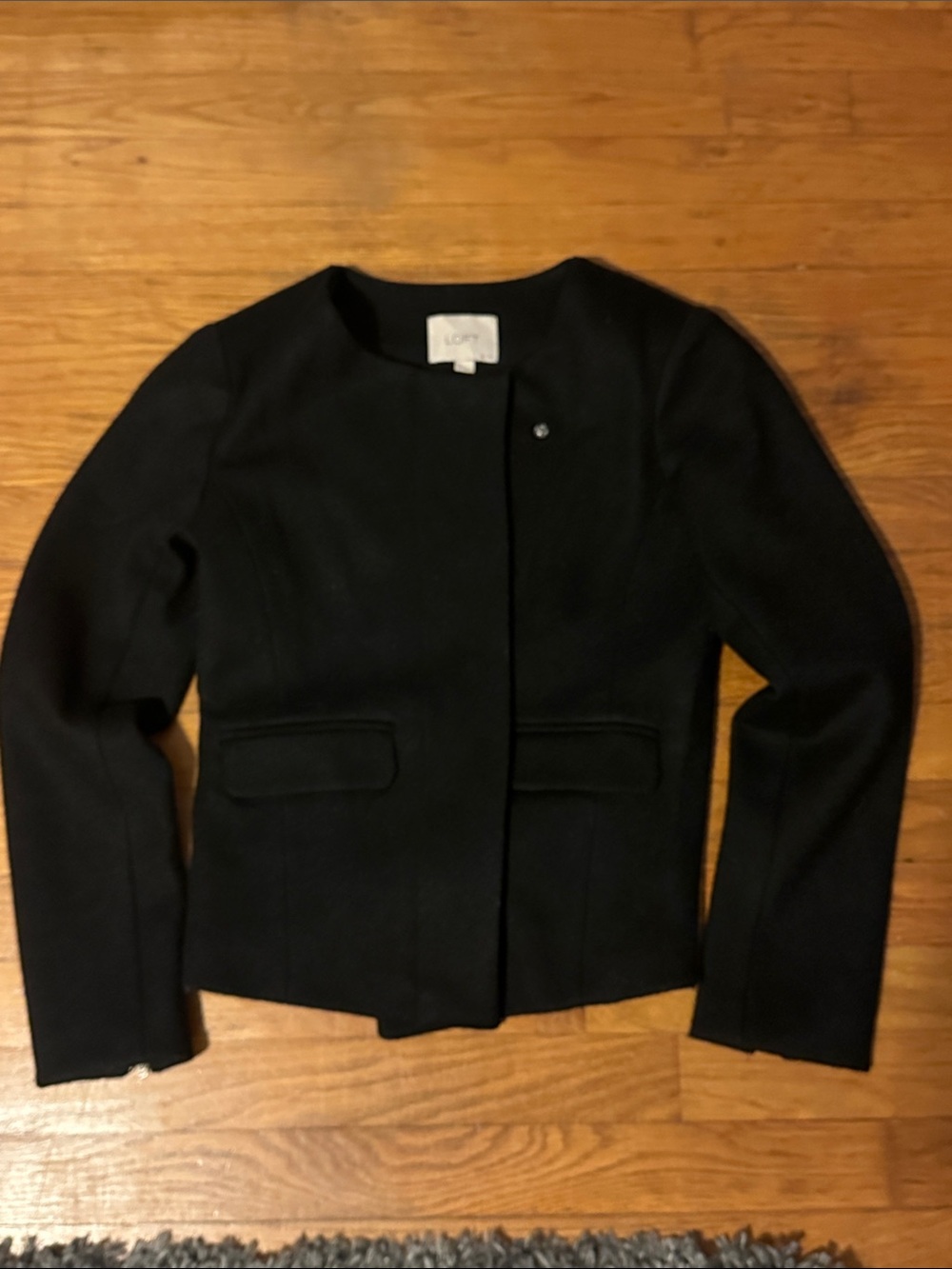 LOFT Black Snap-Front Blazer Jacket